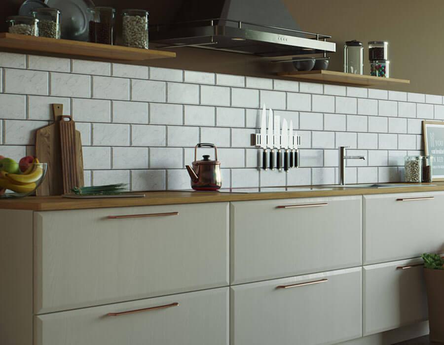 Oslo Kitchen Pictured in Painted Oak Mussel