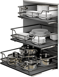 a kitchen sliding storage cabinet